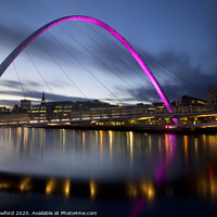 Buy canvas prints of Evening view of Gateshead Millennium Bridge  by Alan Crawford