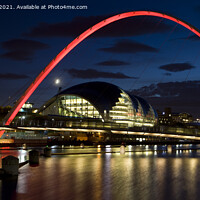 Buy canvas prints of Gateshead Millennium Bridge at night by Alan Crawford