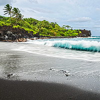 Buy canvas prints of The exotic and famous Black Sand Beach of Waiʻanap by Jamie Pham