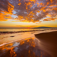 Buy canvas prints of Spectacular beach sunset in the town of Lahaina on by Jamie Pham