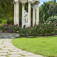 Buy canvas prints of Temple of Love statue at the rose garden of the Hu by Jamie Pham