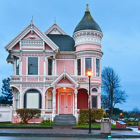 Buy canvas prints of The Pink Lady is the ornate Victorian home of Milt by Jamie Pham