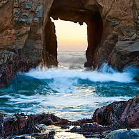 Buy canvas prints of Sunset on Arch Rock in Pfeiffer Beach, Big Sur. by Jamie Pham