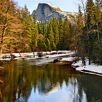 Buy canvas prints of Dramatic winter view of Half Dome. by Jamie Pham