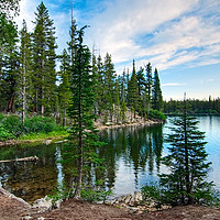 Buy canvas prints of A very tranquil view of Twin Lakes in Mammoth by Jamie Pham