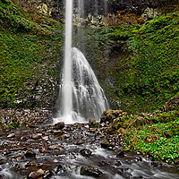 Buy canvas prints of Double Falls in Silver Falls State Park in Oregon by Jamie Pham