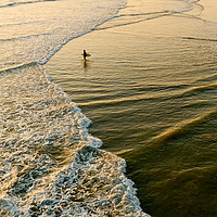 Buy canvas prints of Lone surfer waiting for the perfect wave in Huntin by Jamie Pham