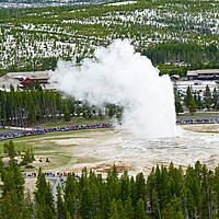 Buy canvas prints of Overhead View of Old Faithful Erupting. by Jamie Pham