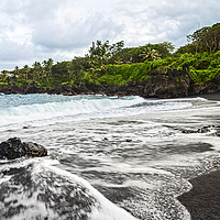 Buy canvas prints of The exotic and famous Black Sand Beach of Maui by Jamie Pham