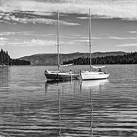 Buy canvas prints of Boats on a beautiful calm day in Lake Tahoe. by Jamie Pham