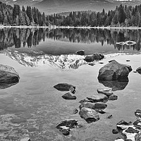 Buy canvas prints of A dramatic view of Mount Shasta from Lake Siskiyou by Jamie Pham