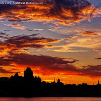 Buy canvas prints of Quebec City skyline at sunset by Colin Woods