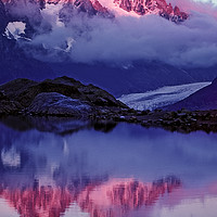 Buy canvas prints of Aiguille de Chardonnet reflected in lac Blanc by Colin Woods
