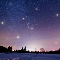 Buy canvas prints of Orion and Sirius in the Winter Sky by Colin Woods