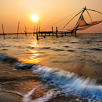 Buy canvas prints of Chinese Fishing Nets at Cochin  by Colin Woods