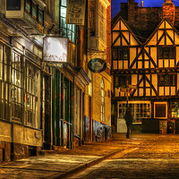 Buy canvas prints of Steep Hill in Lincoln , England at Night by Colin Woods