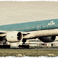 Buy canvas prints of A KLM Boeing 777 landing at Schiphol airport , Ams by Colin Woods