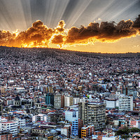 Buy canvas prints of A dramatic sunset over La Paz Bolivia by Colin Woods