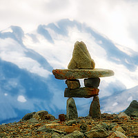 Buy canvas prints of Inukshuk in the Canadian Rockies by Colin Woods