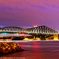Buy canvas prints of The St Lawrence River and the Pont du Quebec at sunset by Colin Woods