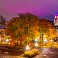 Buy canvas prints of The Price Building, Quebec City, at night in autumn. by Colin Woods