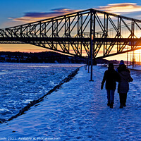Buy canvas prints of Walking by the frozen St Lawrence river in Quebec City, Canada by Colin Woods