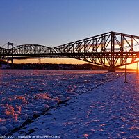 Buy canvas prints of Sunset on the frozen St Lawrence river, Quebec by Colin Woods