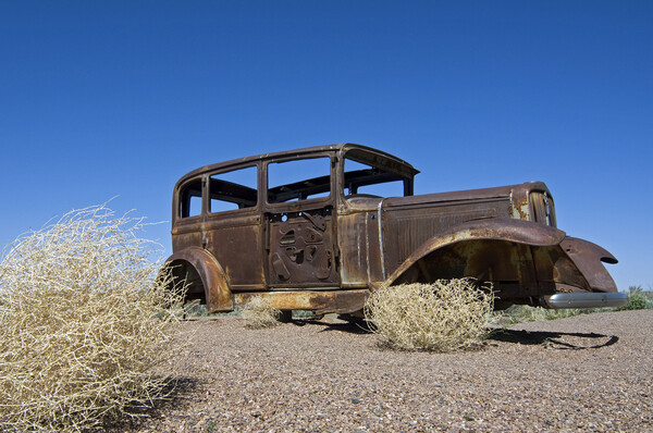  Tumbleweed and Rusty Car, Arizona Picture Board by Arterra 
