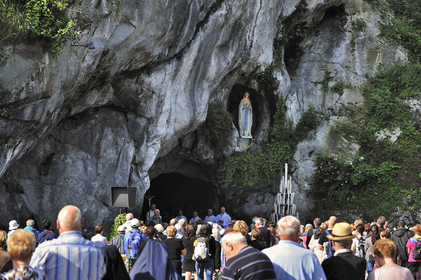 Grotto at Sanctuary of Our Lady of Lourdes, France Picture Board by Arterra 