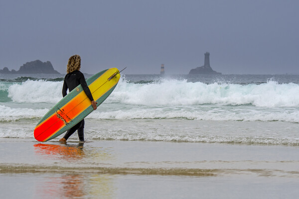 Surfing at Pointe du Raz, Brittany Picture Board by Arterra 