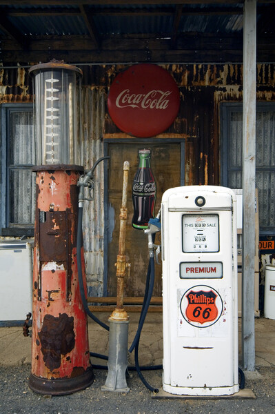 Vintage Gas Pump along Route 66 Picture Board by Arterra 