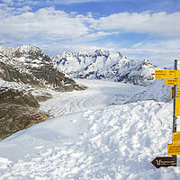 Buy canvas prints of Aletsch Glacier and Signpost, Switzerland by Arterra 