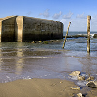 Buy canvas prints of World War Two Bunkers on Beach by Arterra 