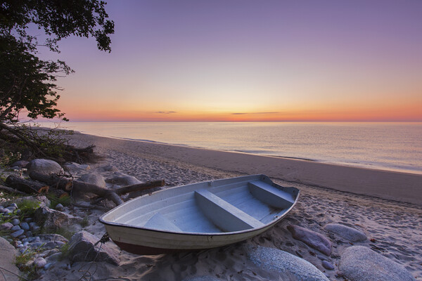 Rowing Boat at Sunset Picture Board by Arterra 