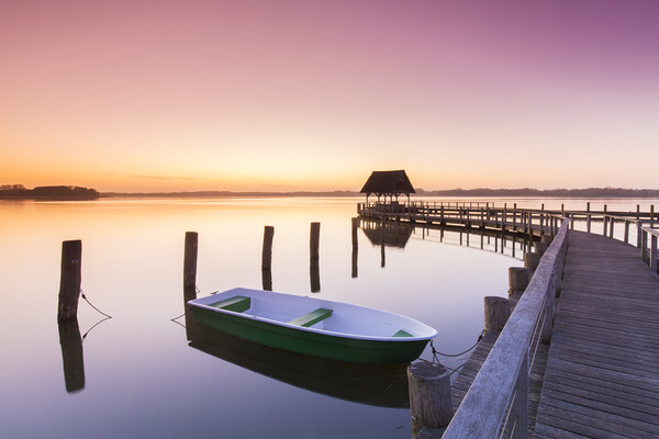 Jetty and Boat at Sunrise Picture Board by Arterra 