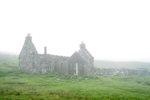 Abandoned Crofter's House in the Mist, Scotland Picture Board by Arterra 