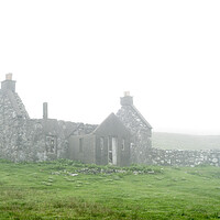 Buy canvas prints of Abandoned Crofter's House in the Mist, Scotland by Arterra 
