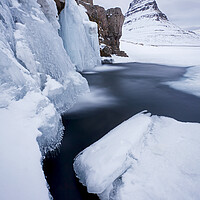 Buy canvas prints of Kirkjufell and Frozen Waterfall in Winter, Iceland by Arterra 