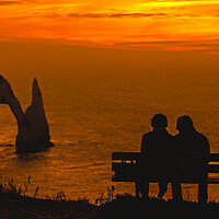 Buy canvas prints of Couple Watching Sunset at Etretat, Normandy by Arterra 