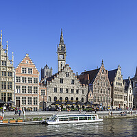 Buy canvas prints of Guildhalls at the Graslei / Grass Lane in the City Ghent, Belgium by Arterra 