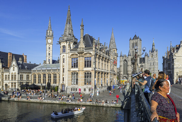 Tourists in the City Ghent, Flanders, Belgium Picture Board by Arterra 