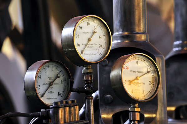 Vintage Pressure Gauges of Steam Engine Picture Board by Arterra 