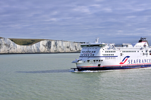White Cliffs of Dover and Seafrance Ferry Boat Picture Board by Arterra 