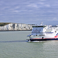 Buy canvas prints of White Cliffs of Dover and Seafrance Ferry Boat by Arterra 