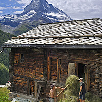 Buy canvas prints of Granary and the Matterhorn in Valais, Switzerland by Arterra 