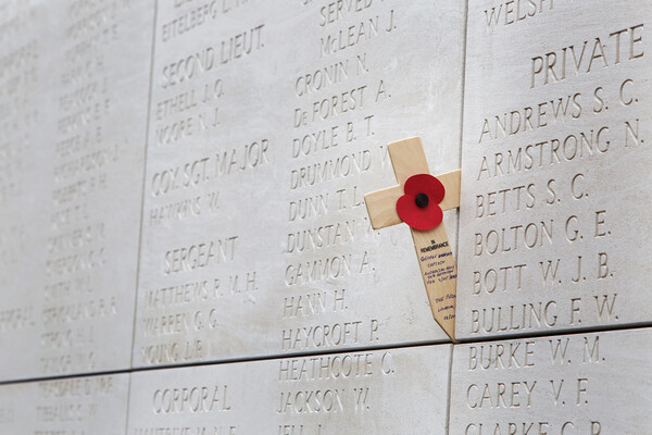 Names on the Menin Gate Memorial to the Missing Picture Board by Arterra 