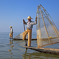 Buy canvas prints of Intha Fishermen on Inle Lake, Burma by Arterra 