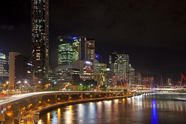 Skyline of Brisbane at Night, Australia Picture Board by Arterra 