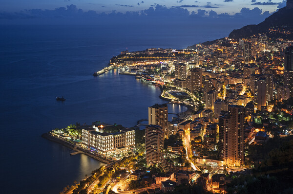 Port of Monte Carlo at Night, Monaco Picture Board by Arterra 