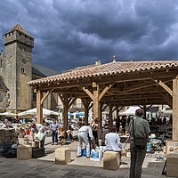 Buy canvas prints of Market Day at Beaumont-du-Périgord, Dordogne by Arterra 